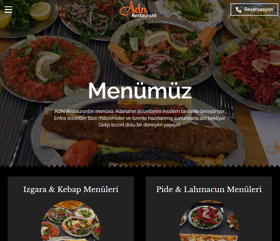 Adn Restaurant QR Menü Projesi